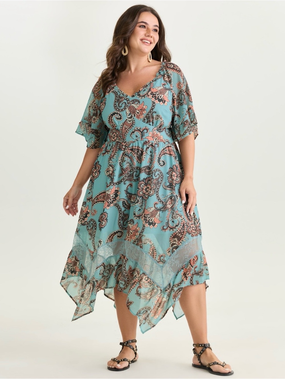Dropping Sept 6th: Bloomchic Teal Paisley Handkerchief Hem Dress- NWT